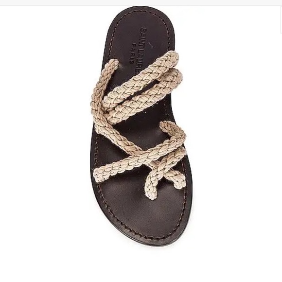 SAINT LAURENT Jude Flat Sandals In Neutral - Ecru 39 - Picture 1 of 9